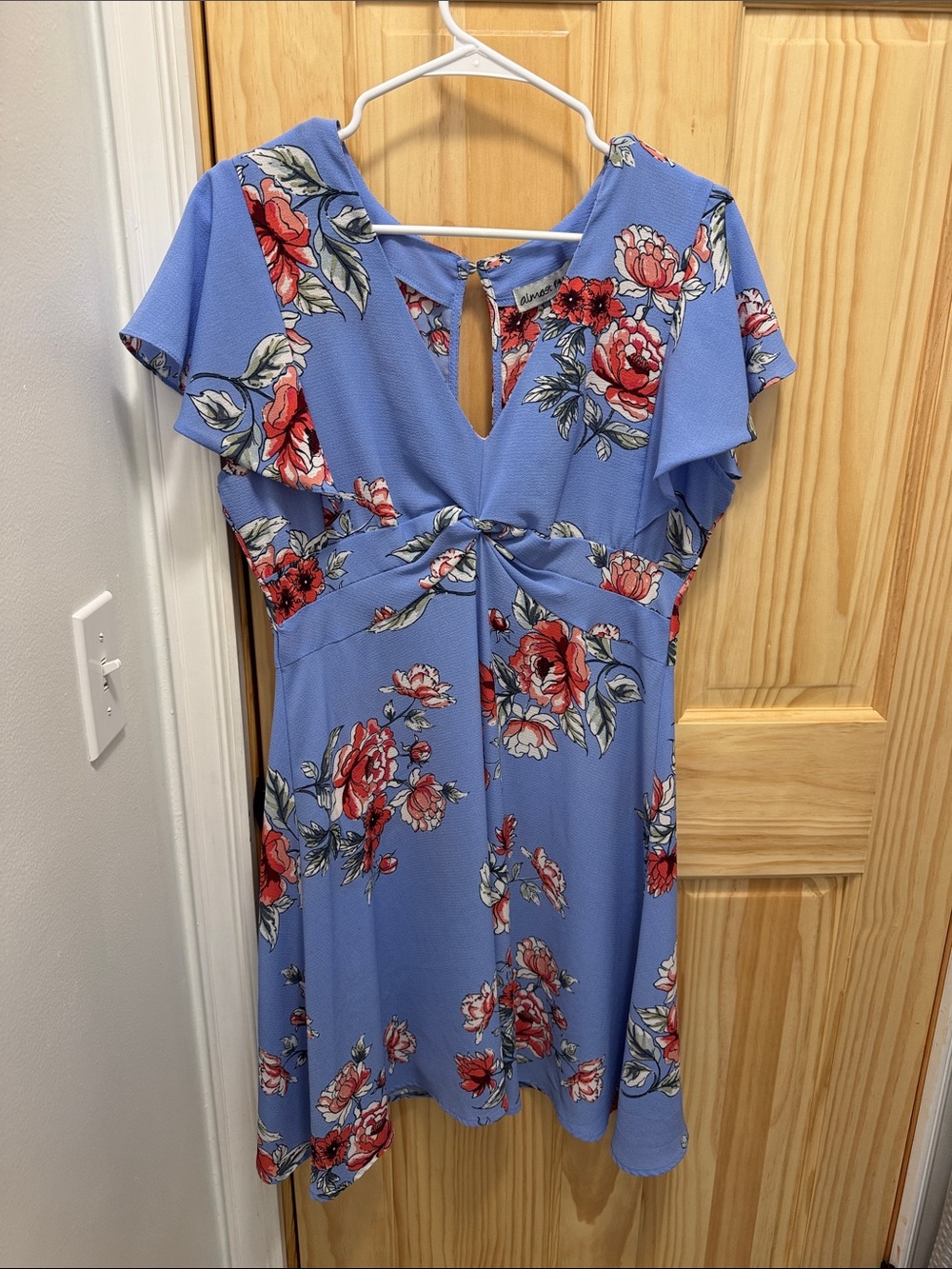Almost Famous Periwinkle Floral Knot-Front Mini Dress